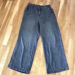 YFB Young Fabulous Broke Womens Wide Leg High Waist Fluid Jeans Blue Bohemian L